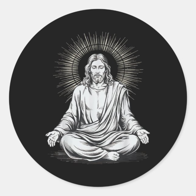 Jesus vermittelt Christliche Meditation Runder Aufkleber (Vorderseite)