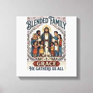 Jesus-Verschmelzungsfamilie-Stieffamilie-Shirt Chr Leinwanddruck