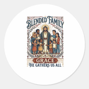Jesus-Verschmelzungsfamilie-Stieffamilie-Shirt Chr Runder Aufkleber