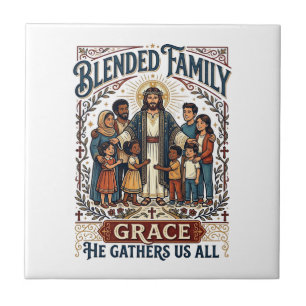 Jesus Verschmolzene Familie Stieffamilie-Shirt Chr Fliese