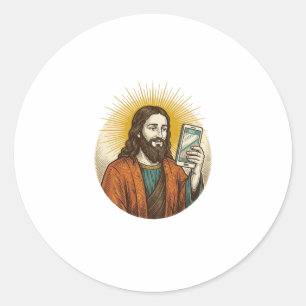 Jesus versehentlich Video anstatt Foto Kamera Fai Runder Aufkleber