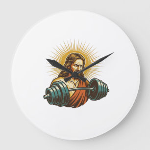 Jesus versehentlich zu viel Gewicht hinzufügen Fit Große Wanduhr
