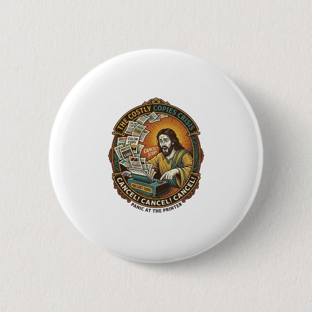 Jesus versehentlicher 100 Farbdrucke Druckerfehler Button (Vorderseite)