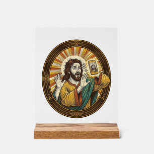 Jesus versehentliches Selfie mit Doppelkinn von de Acrylschild