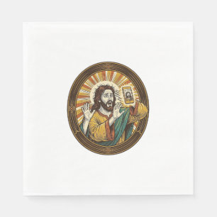 Jesus versehentliches Selfie mit Doppelkinn von de Serviette