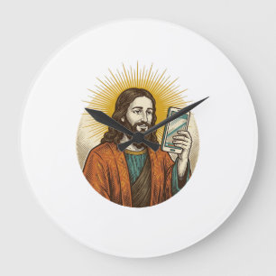 Jesus versehentliches Video anstelle von Foto Kame Große Wanduhr