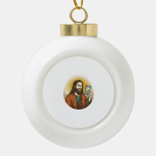 Jesus versehentliches Video anstelle von Foto Kame Keramik Kugel-Ornament