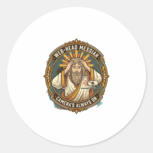 Jesus versehentliches Video auf Bettkopf Morgen-Me Runder Aufkleber
