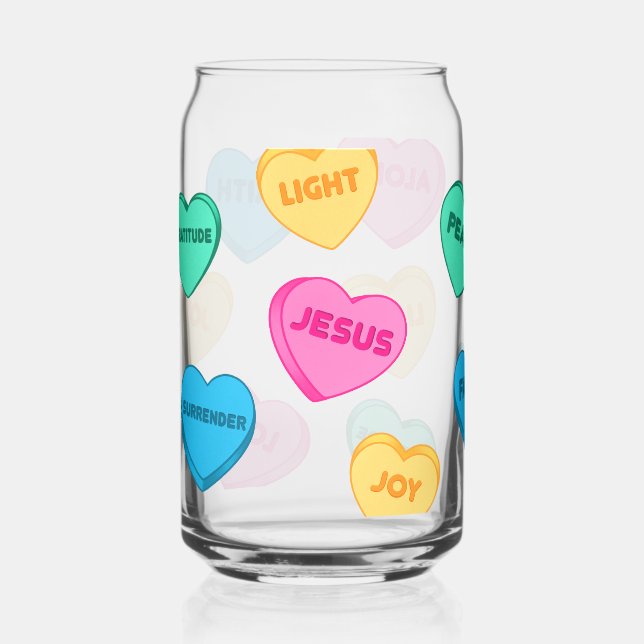 Jesus voll von Liebe-Gesprächsherzen Dosenglas (Links)