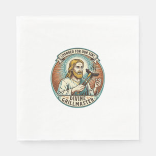 Jesus völlig schwarz verbrannter Hot Dog BBQ Humor Serviette