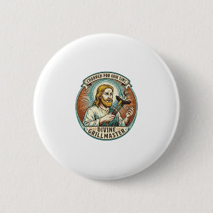 Jesus völlig verbrannter schwarzer Hot Dog BBQ Hum Button