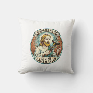 Jesus völlig verbrannter schwarzer Hot Dog BBQ Hum Kissen