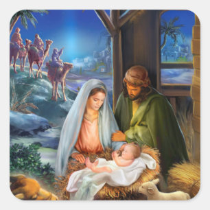 Jesus von Bethlehem Quadratischer Aufkleber