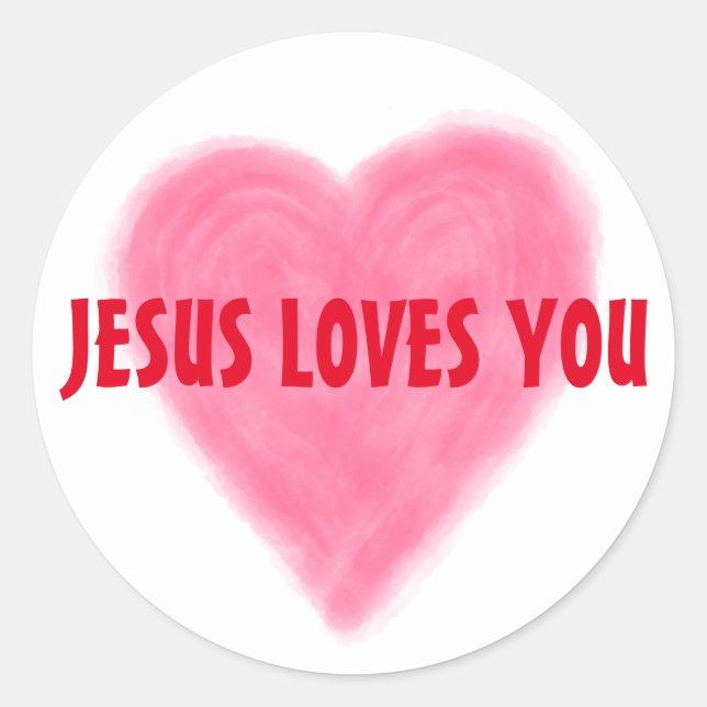 JÉSUS VOUS AIME Sticker Rond (Devant)