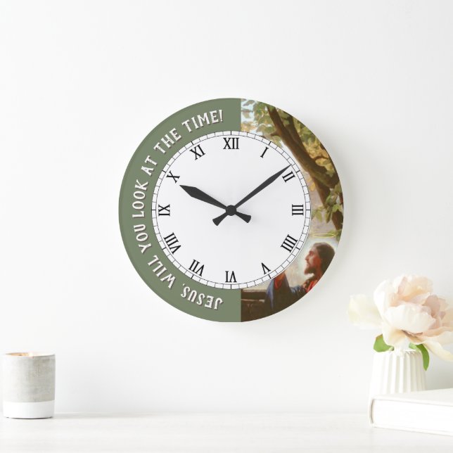 Jésus vous regarderez l'heure Christ Fun Horloge (Maison)