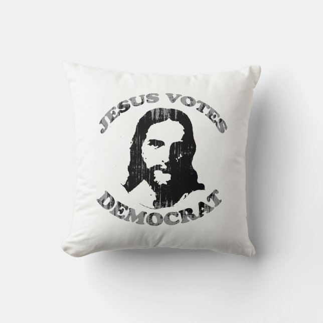 Jesus wählt Demokraten Faded.png Kissen (Vorderseite)