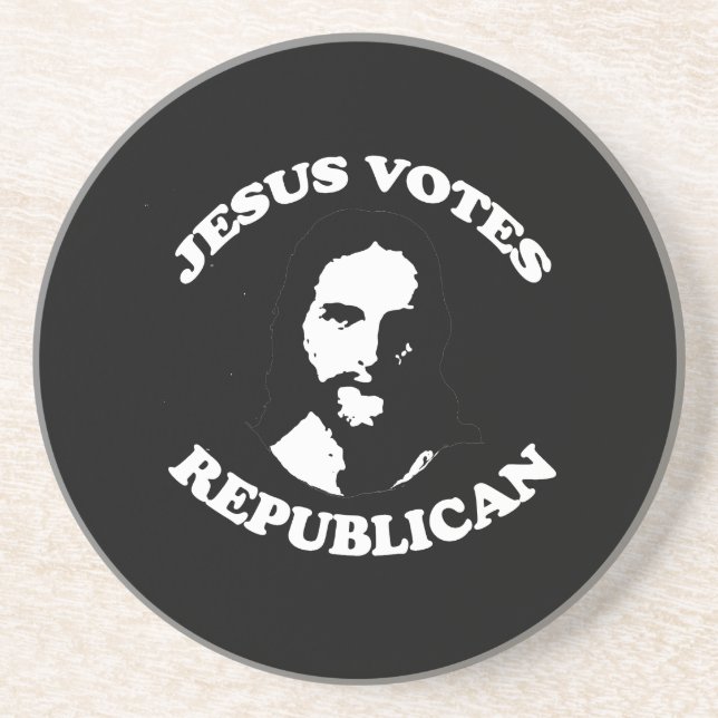 Jesus wählt Republikaner - Sandstein Untersetzer (Vorne)