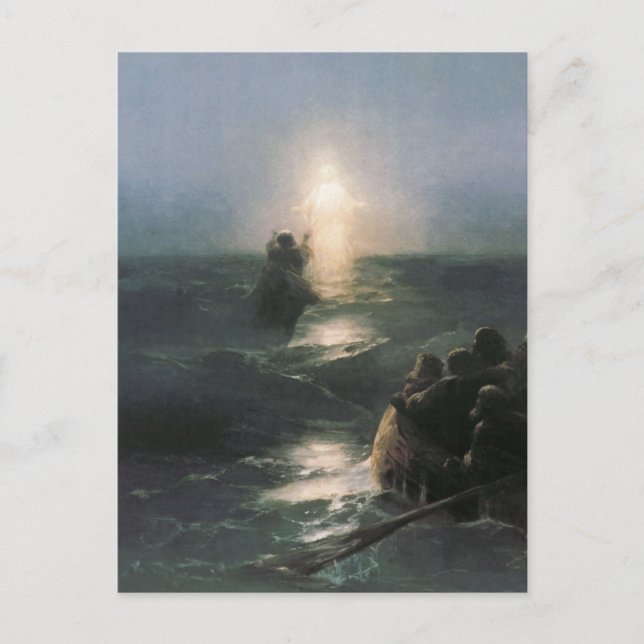 Jesus Walking auf Wasser, Ivan Aivazovsky Malerei Postkarte (Vorderseite)