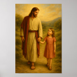 Jesus Walking mit Girl™ LDS Wall Art Poster