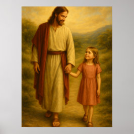 Jesus Walking mit Girl™ LDS Wall Art Poster