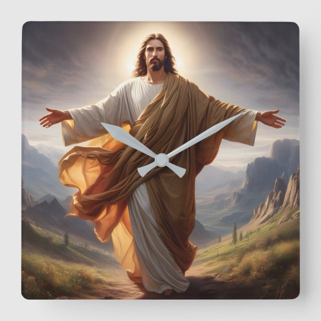 Jesus Wall Clock Quadratische Wanduhr (Vorderseite)