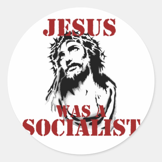 Jesus war Sozialist Runder Aufkleber (Vorderseite)