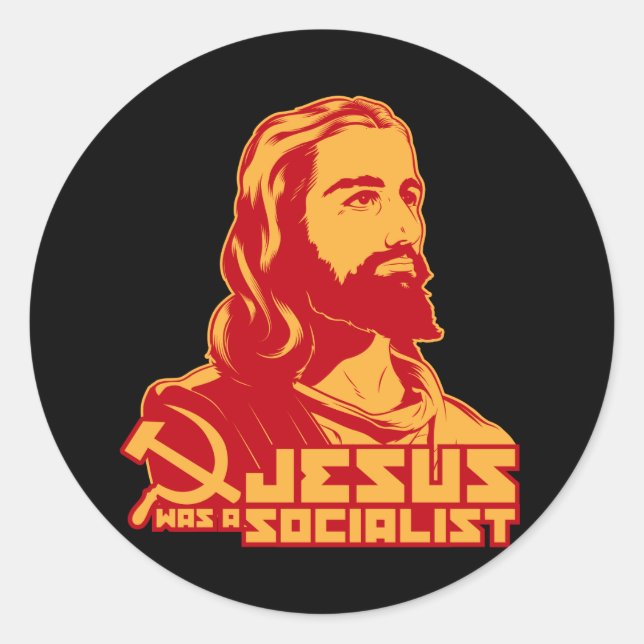 Jesus war Sozialist Runder Aufkleber (Vorderseite)