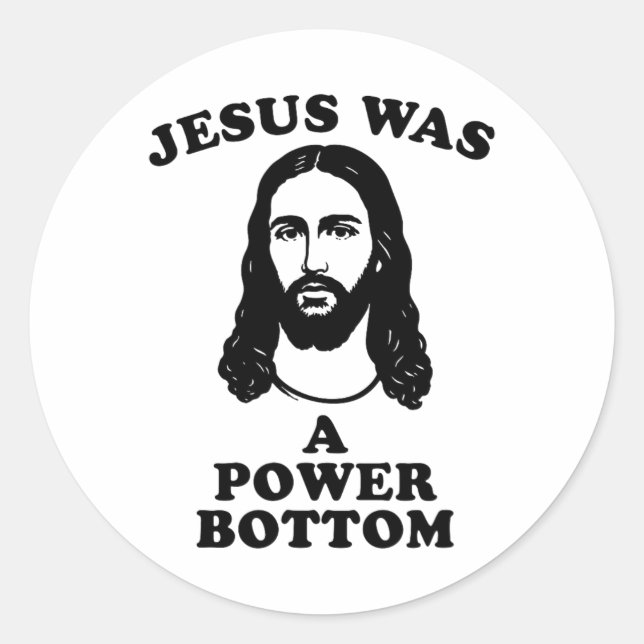 Jesus Was A Power Bottom Funny Pride Christmas Gag Runder Aufkleber (Vorderseite)