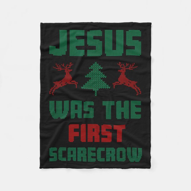 Jesus Was The First Ecrow Ugly Sweater Style  Fleecedecke (Vorderseite)