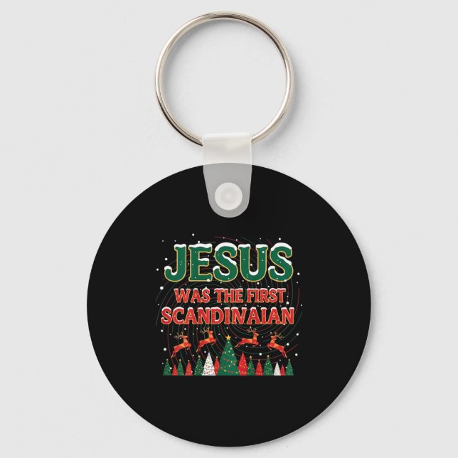 Jesus Was The First Ecrow Ugly Sweater Style  Schlüsselanhänger (Vorderseite)