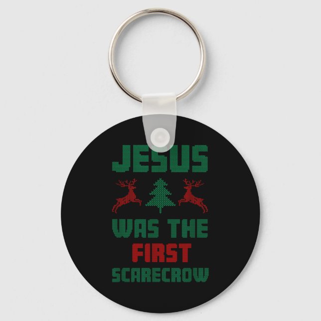 Jesus Was The First Ecrow Ugly Sweater Style  Schlüsselanhänger (Vorderseite)