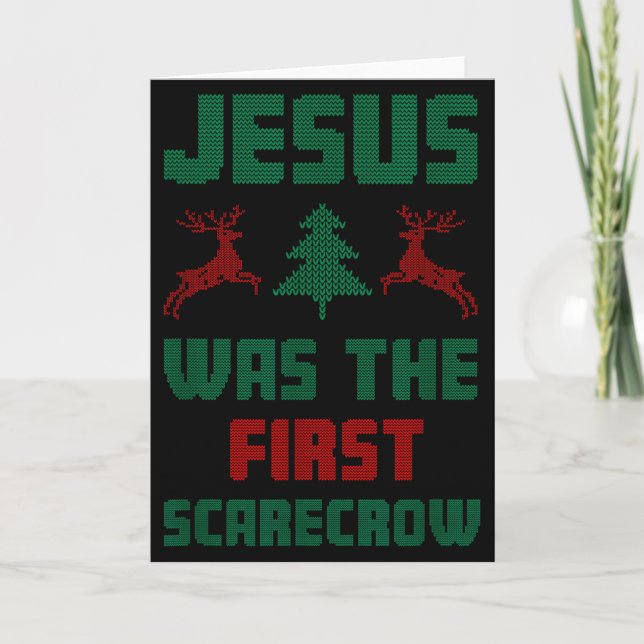 Jesus Was The First Scarecrow Ugly Sweater Style  Karte (Vorderseite)