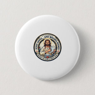 Jesus Wäscheaufgaben Humor-Shirt Christliches Graf Button