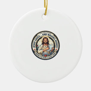 Jesus Wäscheaufgaben Humor-Shirt Christliches Graf Keramik Ornament