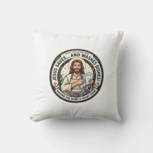 Jesus Wäscheaufgaben Humor-Shirt Christliches Graf Kissen