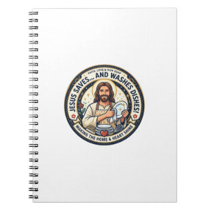 Jesus Wäscheaufgaben Humor-Shirt Christliches Graf Notizblock