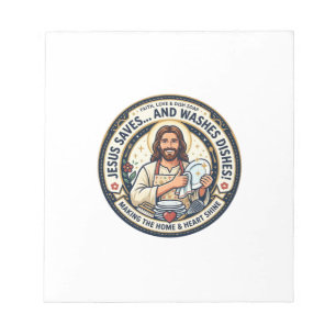 Jesus Wäscheaufgaben Humor-Shirt Christliches Graf Notizblock