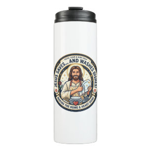 Jesus Wäscheaufgaben Humor-Shirt Christliches Graf Thermosbecher