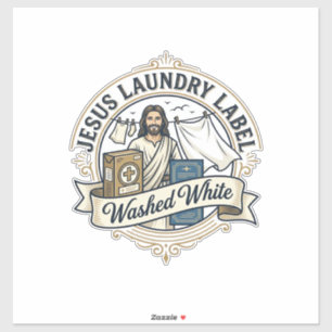 Jesus Wäscheetikett Gewaschen Weiß Jesus Wäsche Ge Aufkleber