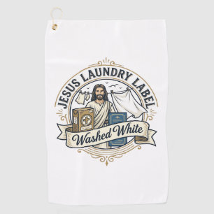 Jesus Wäscheetikett Gewaschen Weiß Jesus Wäsche Ge Golfhandtuch