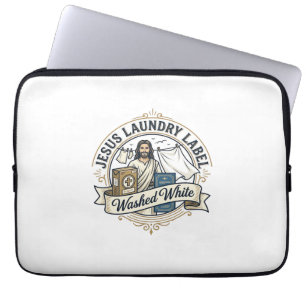 Jesus Wäscheetikett Gewaschen Weiß Jesus Wäsche Ge Laptopschutzhülle