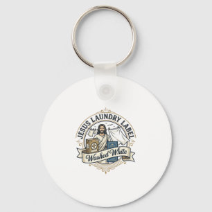 Jesus Wäscheetikett Gewaschen Weiß Jesus Wäsche Ge Schlüsselanhänger
