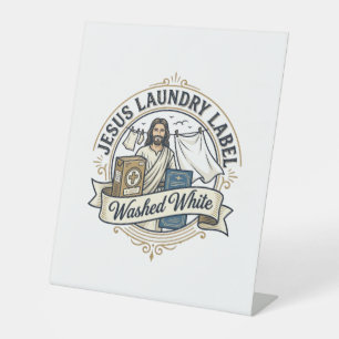 Jesus Wäscheetikett Gewaschen Weiß Jesus Wäsche Ge Sockelschild