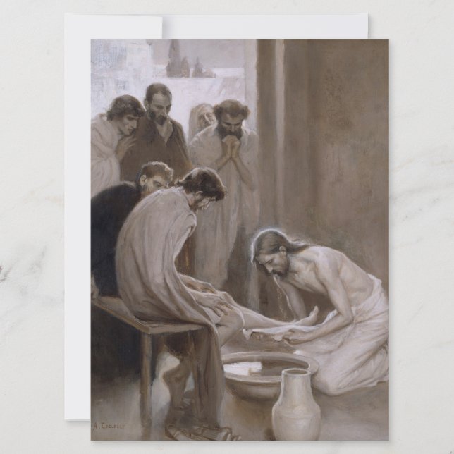 Jesus wäscht die Füße seiner Jünger Karte (Vorderseite)