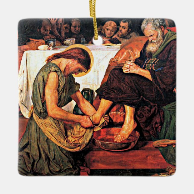 Jesus wascht Peter's Fülle Keramikornament (Vorderseite)