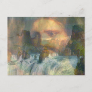 Jesus, Wasserfälle und Regenbogen Postkarte
