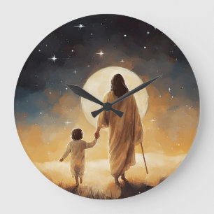 Jesus Watch, Bible, Wall Clock, Christianity Große Wanduhr