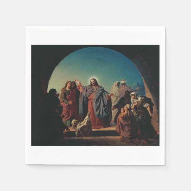 Jesus Wecke Lazarus von Robert Wilhelm Ekman Serviette (Vorderseite)