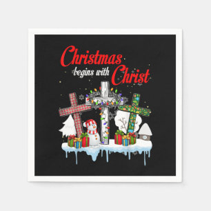 Jesus Weihnachten beginnt mit Christus Snowman Chr Serviette