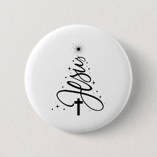 Jesus Weihnachtsbaum Christliche Bibelvers Schneef Button
